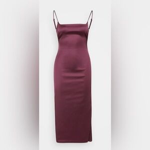 Abercrombie & Fitch Plum Satin Stretch Column Midi Dress Small NWOT